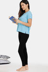 Zivame Lounge Viscose Blend T-Shirt - Crystal Seas — thumbnail 4
